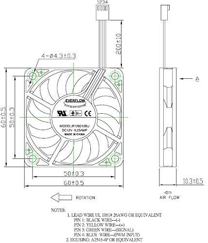 Everflow Everflow 60x60x10mm 12 Volt DC Fan with PWM Function, Model R126010BUAF