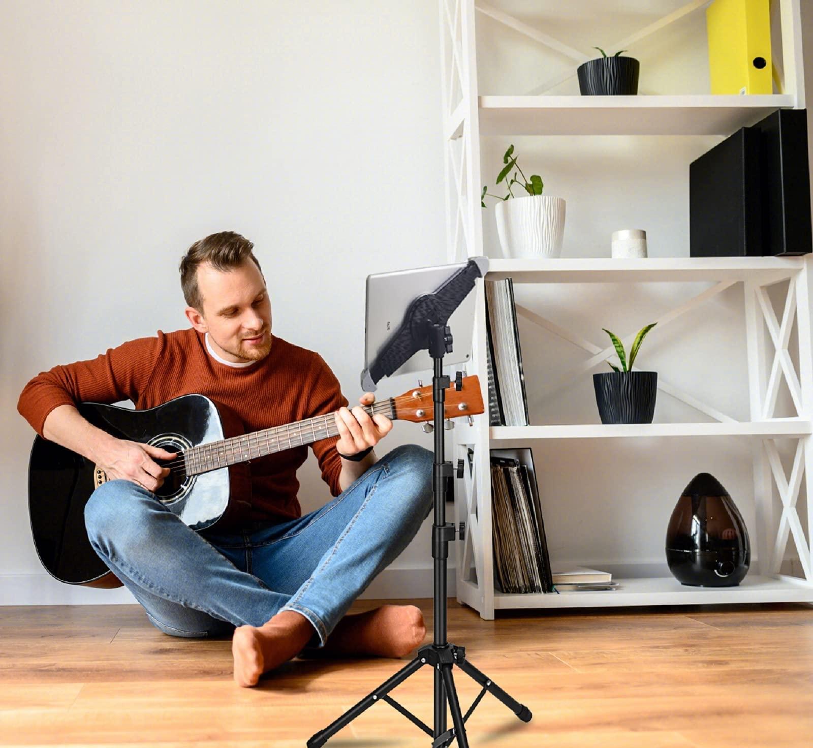 Raking Raking Ipad Tripod Stand, Height Adjustable Ipad Stand Floor & Ipad Stand Holder with 360 Rotating Tablet Holder Mount for Ipad Pro 12.9, Ipad Air 10.5 and More 10" to 14" Tablets