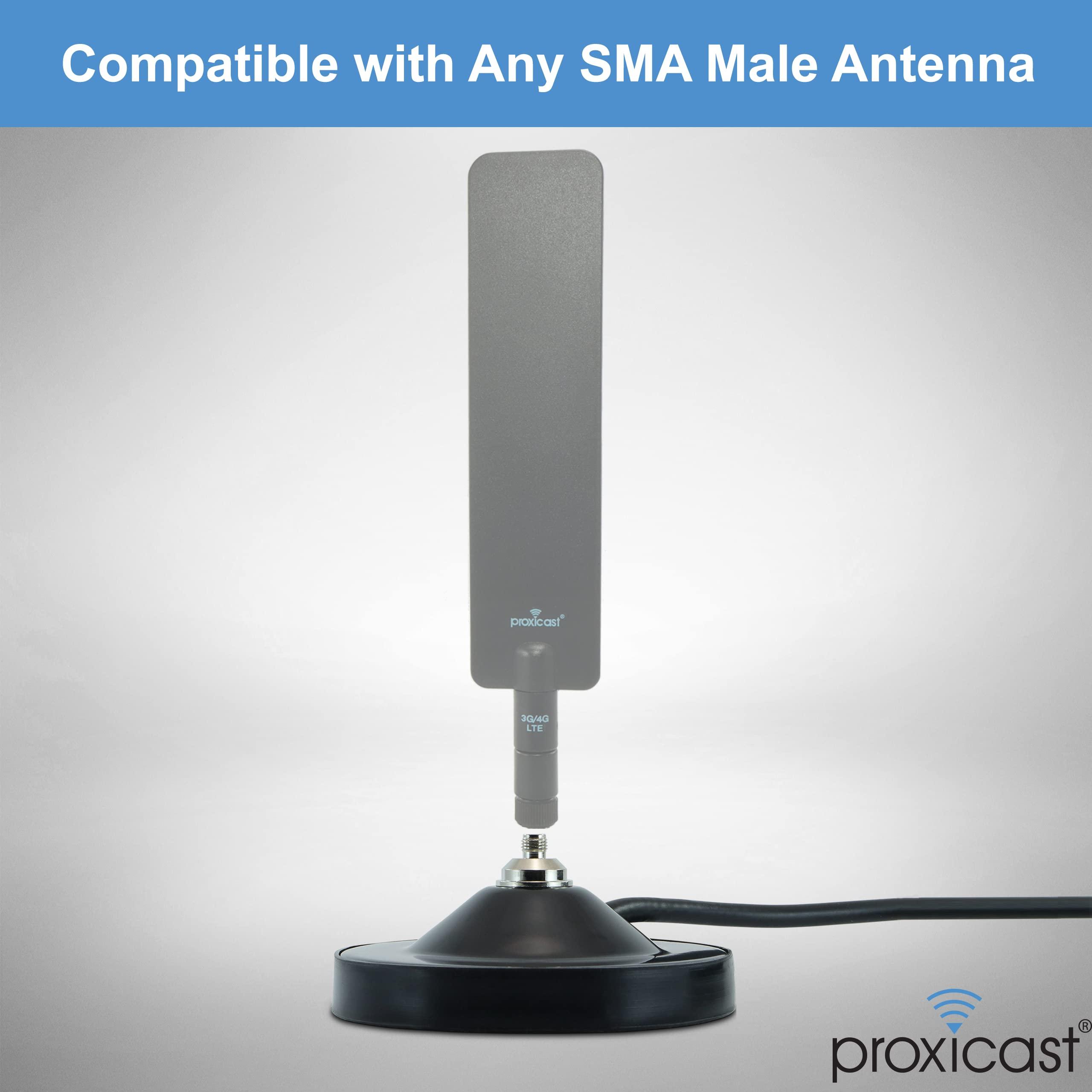 Proxicast Proxicast Pro-Grade 3.5-Inch Magnetic Antenna Base (SMA Jack/SMA Plug + TS9 Adapter) - 6.5 Foot Coax Lead - for 4G/5G Cellular, Ham, ADS-B, GPS Antennas (ANT-120-MB5)