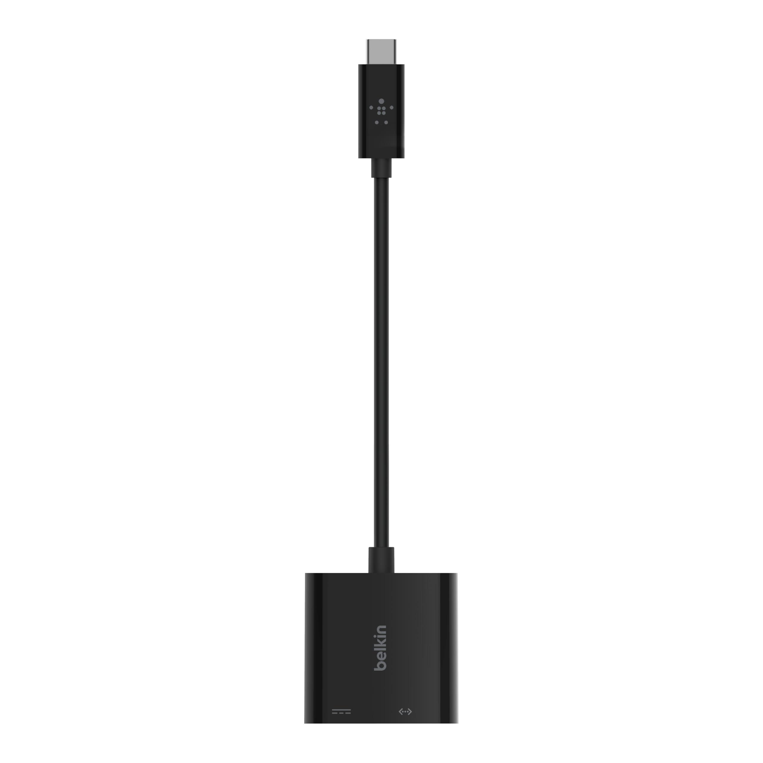 Belkin Belkin 60W USB-C to Ethernet + Charge Adapter Cable w/ Gigabit Ethernet Port for High-Speed Network Access - Compatible with USB-C Devices Including MacBook Air, MacBook Pro, & Windows Laptops - Black