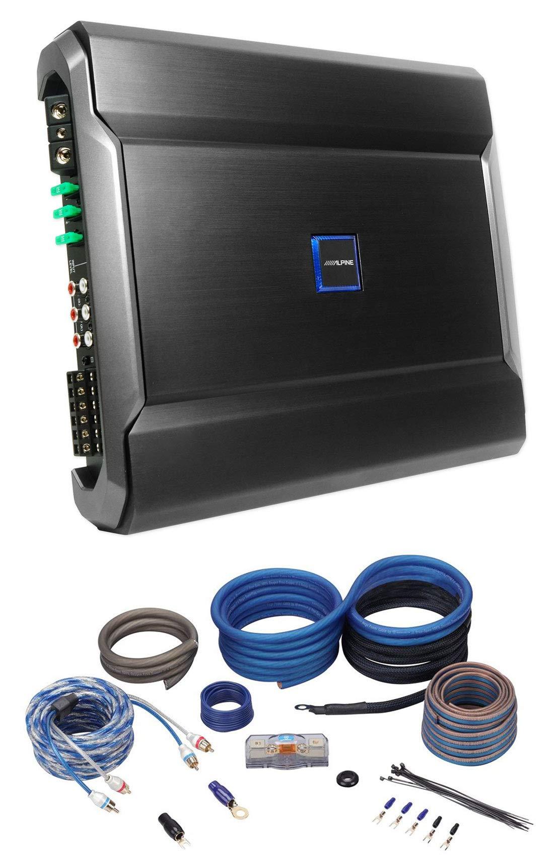 Alpine Alpine R-A90S 900 Watt R-Series 6-Channel Car Audio Amplifier Class D Amp Bundle with Rockville RWK4CU 4 AWG Gauge 100% Copper Complete Amp Installation Wire Kit OFC
