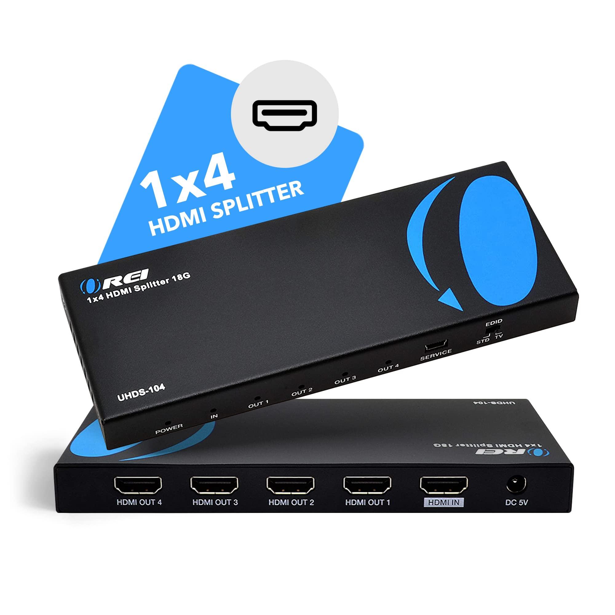 OREI Orei UltraHD 4K @ 60 Hz 1 X 4 HDMI Splitter 1 in 4 Out 4 Port 4: 8-Bit - HDMI 2.0, HDCP 2.0, 18 Gbps, EDID, Duplicate / Mirror 4K Screens - UHDS-104