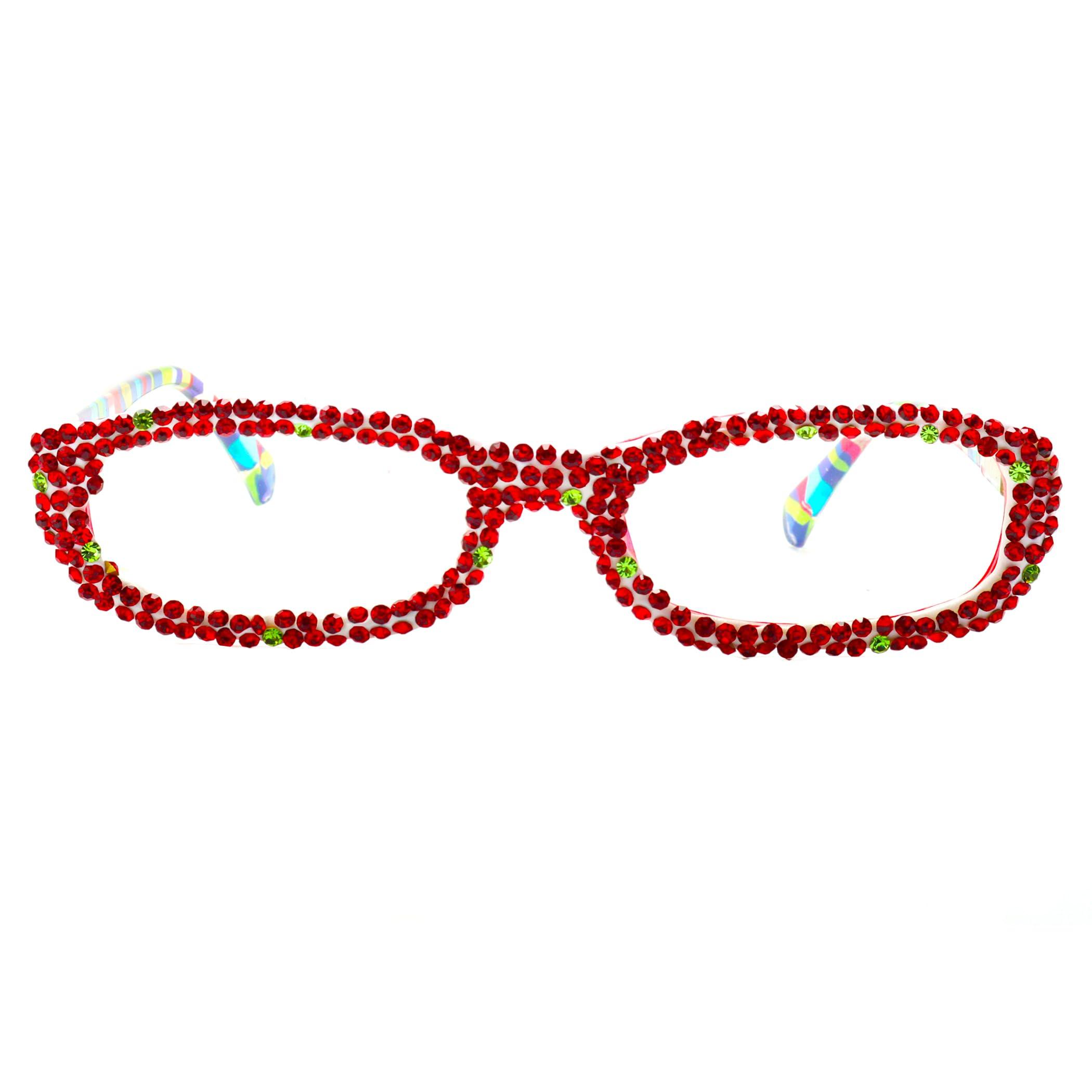 bullabulling Rectangle Bling Rhinestone Reading Glasses For Women Blue Light Blocking Reader Computer Eyeglass Frame (Christmas, 3.0, x)