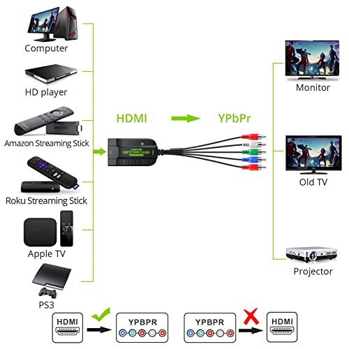 LiNKFOR LiNKFOR 1080P HDMI to Component Converter Scaler, HDMI Input to YPbPr Convert HDMI to Component, Only HDMI to YPbPr Adapter for HDTV Box PC PS3 Roku Blu-Ray DVD (NOT Component to HDMI)