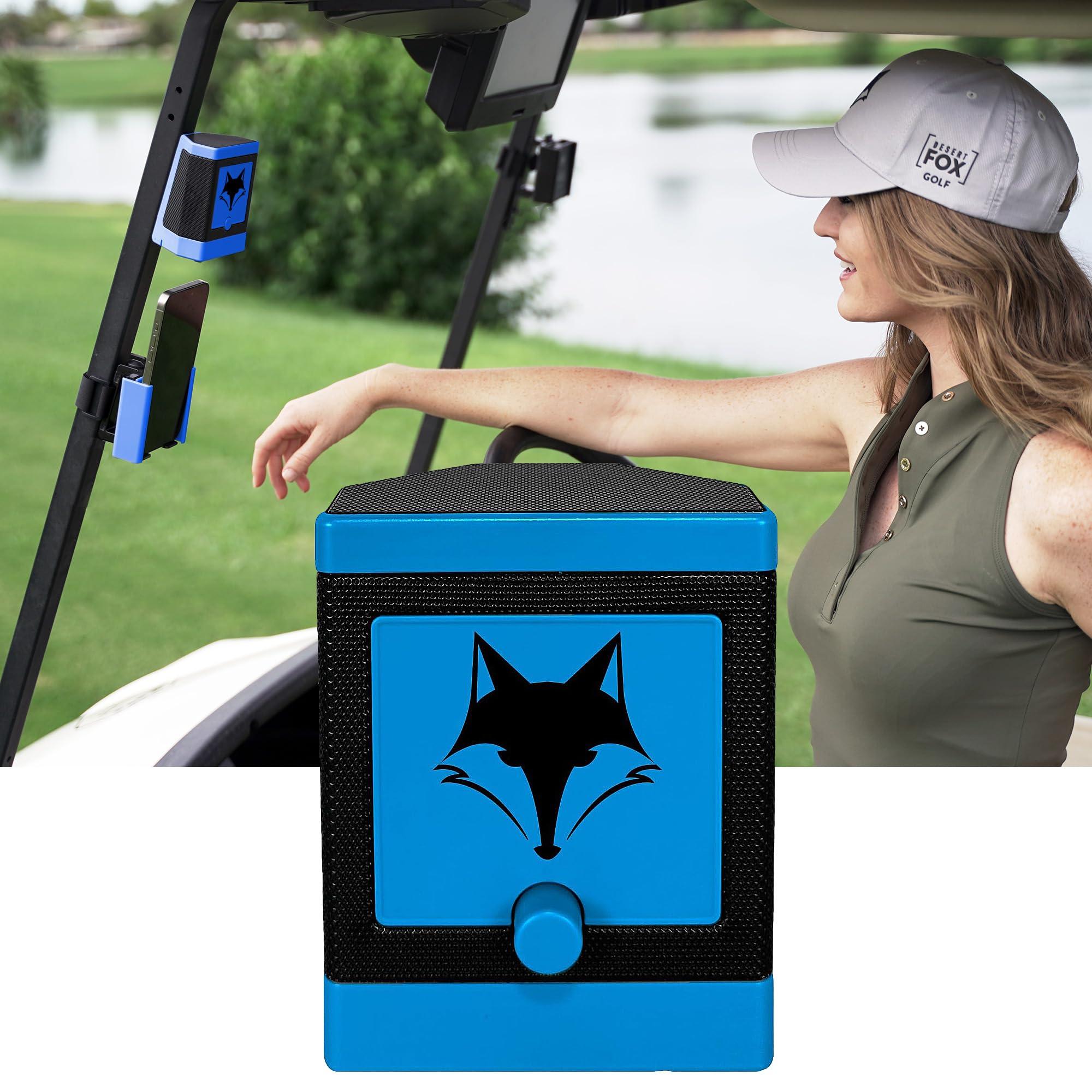 DESERT FOX GOLF Desert Fox DJ-10 Wireless Golf Speaker - Bluetooth Speaker Built Specifically for Golf - Magnetic Attachment to Golf Cart (Blue)