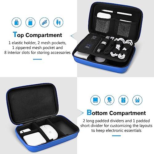 ProCase ProCase Hard Travel Electronic Organizer Case for MacBook Power Adapter Chargers Cables Power Bank Apple Magic Mouse Apple Pencil USB Flash Disk SD Card Small Portable Accessories Bag -L, Blue