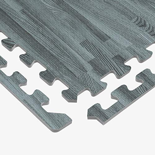 FOREST FLOOR Forest Floor 3/8 Inch Thick Printed Foam Tiles, Premium Wood Grain Interlocking Foam Floor Mats, Anti-Fatigue Flooring Stylish Flooring Solution, Slate, 24 Sq Ft