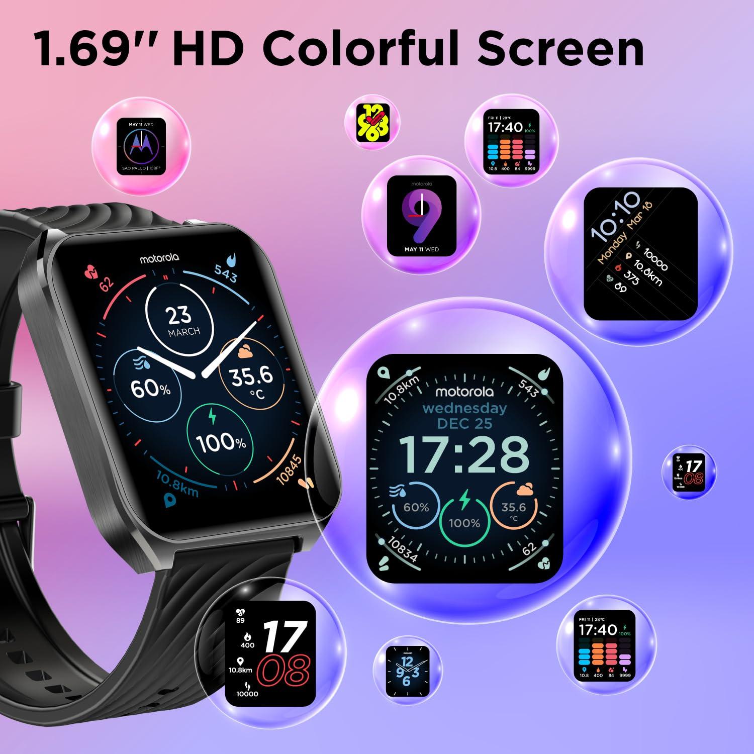 Motorola Motorola Moto Watch 70 - Health and Fitness Bluetooth Smartwatch for Every Day Wear, Advanced Health Features, Up to 10 Days Battery Life - Compatible with Android and iOS, Phantom Black