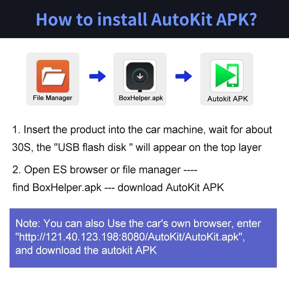 Carlinkit CarlinKit Wireless CarPlay USB Adapter Only Compatible with Android car radios. only for Android Version 4.4.2 or Above. APK Must be Successfully Installed Before use. Model:CPC200-CCPA