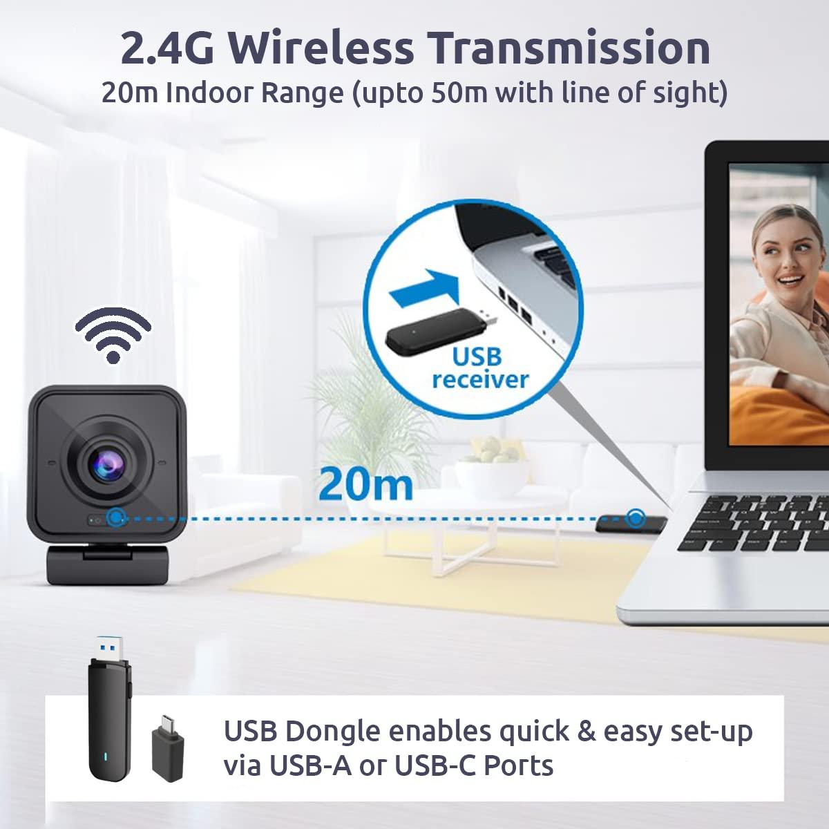 Project Telecom Project Telecom 1080p Wireless Webcam with Microphone USB PC Camera for Laptop & Desktop Full HD Streaming Web Camera for Video Calls, Zoom, Remote Meetings Plug & Play USB Web Cam