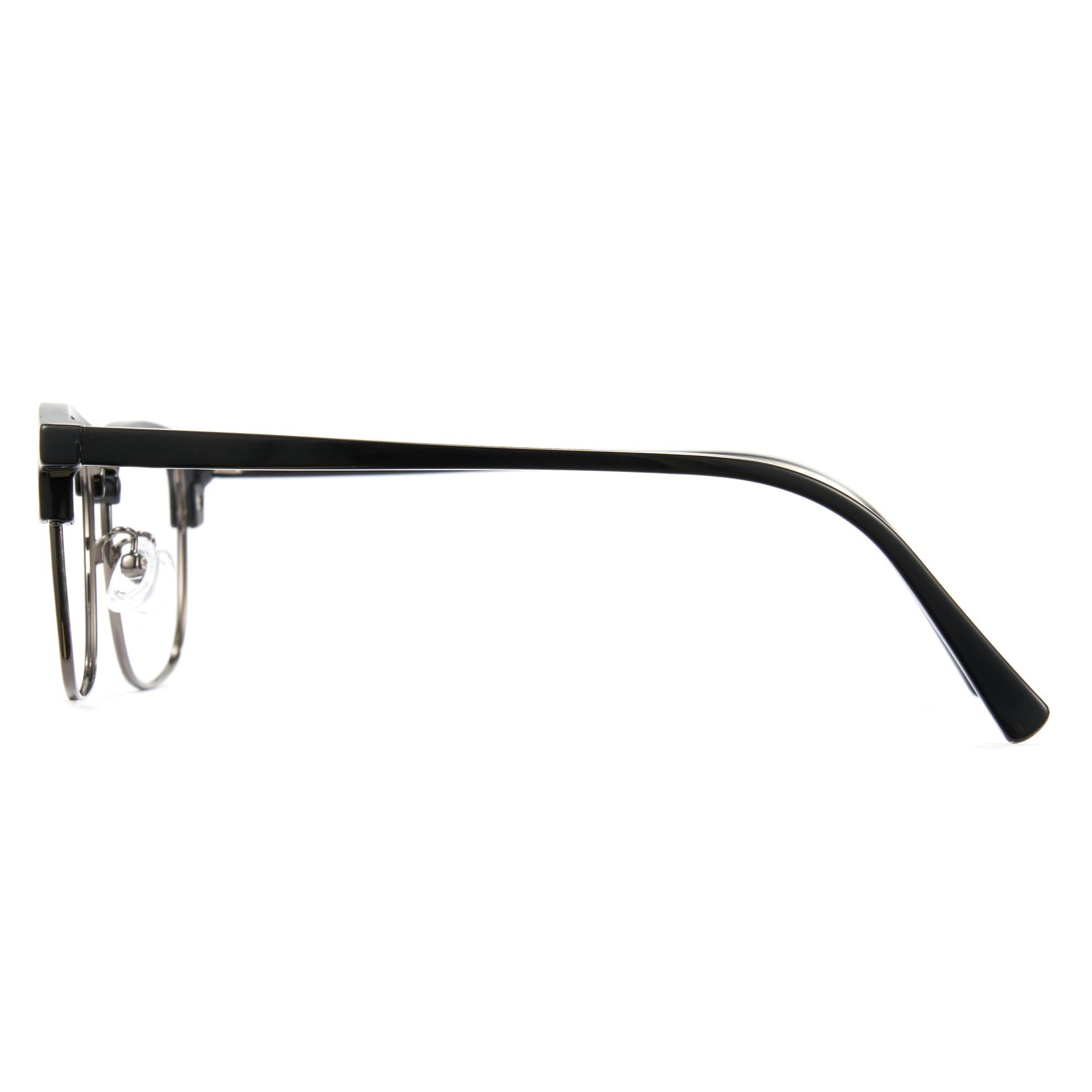 Cyxus Cyxus Men Blue Light Blocking Glasses Half Rimless Computer Gaming Glasses Square Fashion Glasses for Men 8216 Black Grey