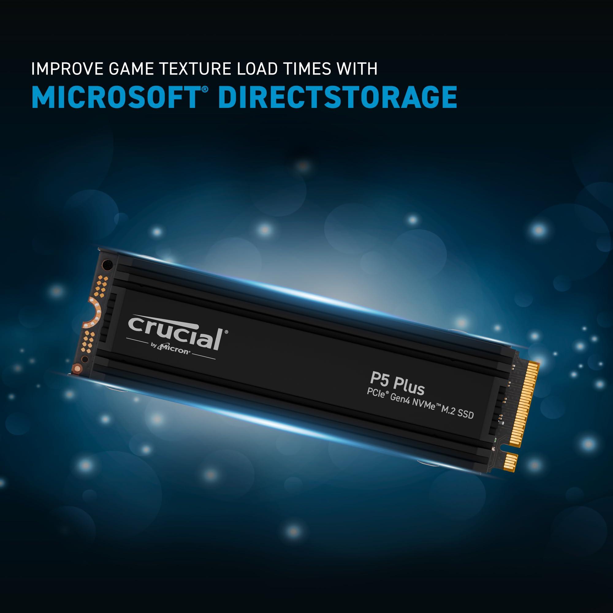Crucial Crucial P5 Plus 2TB Gen4 NVMe M.2 SSD Internal Gaming SSD with Heatsink, Compatible with PlayStation 5(PS5) - up to 6600MB/s - CT2000P5PSSD5