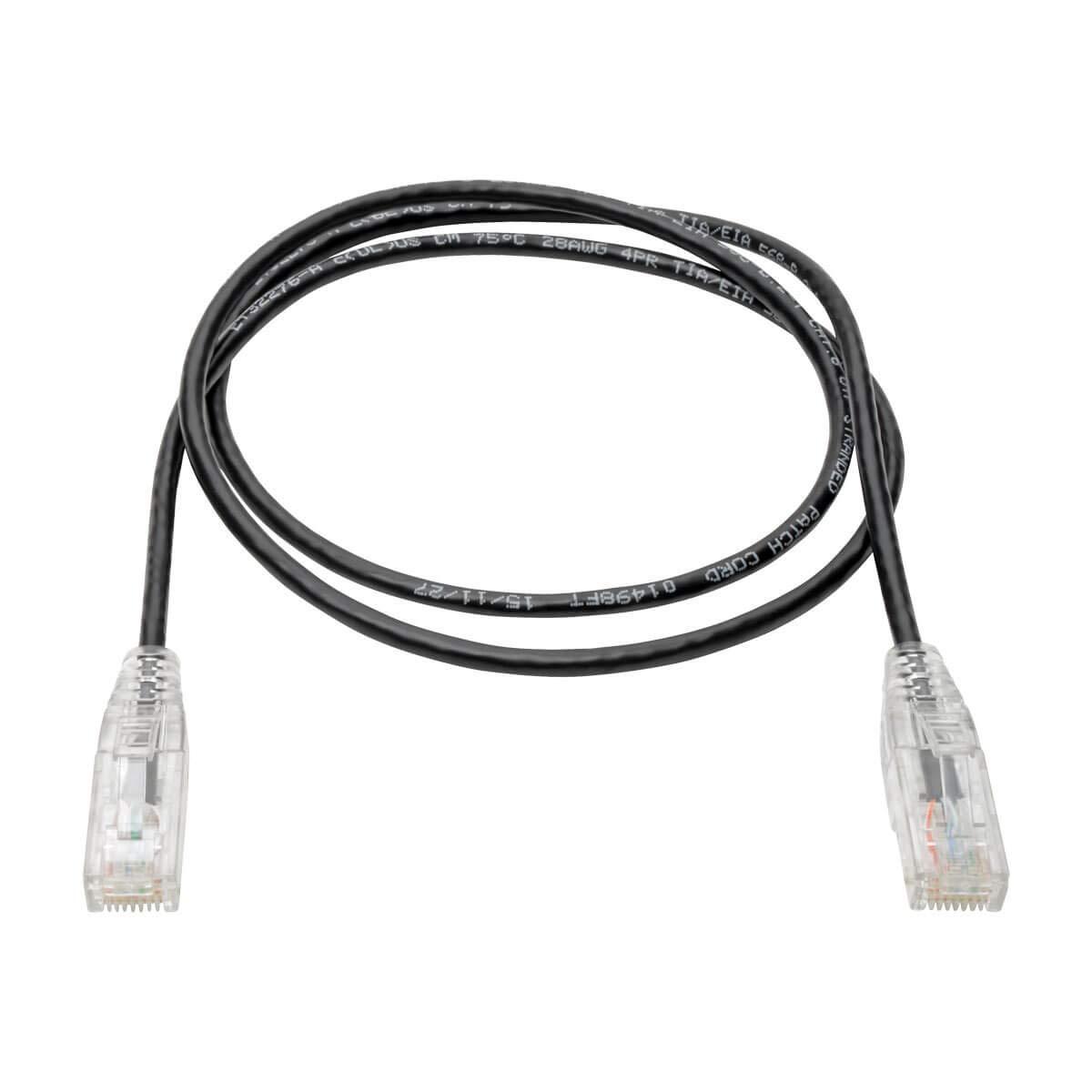 Tripp Lite Tripp Lite Cat6 Gigabit Patch Cable, RJ45 M/M, Gigabit, Snagless, UTP, Molded, Slim, Black, 3 ft. (N201-S03-BK)