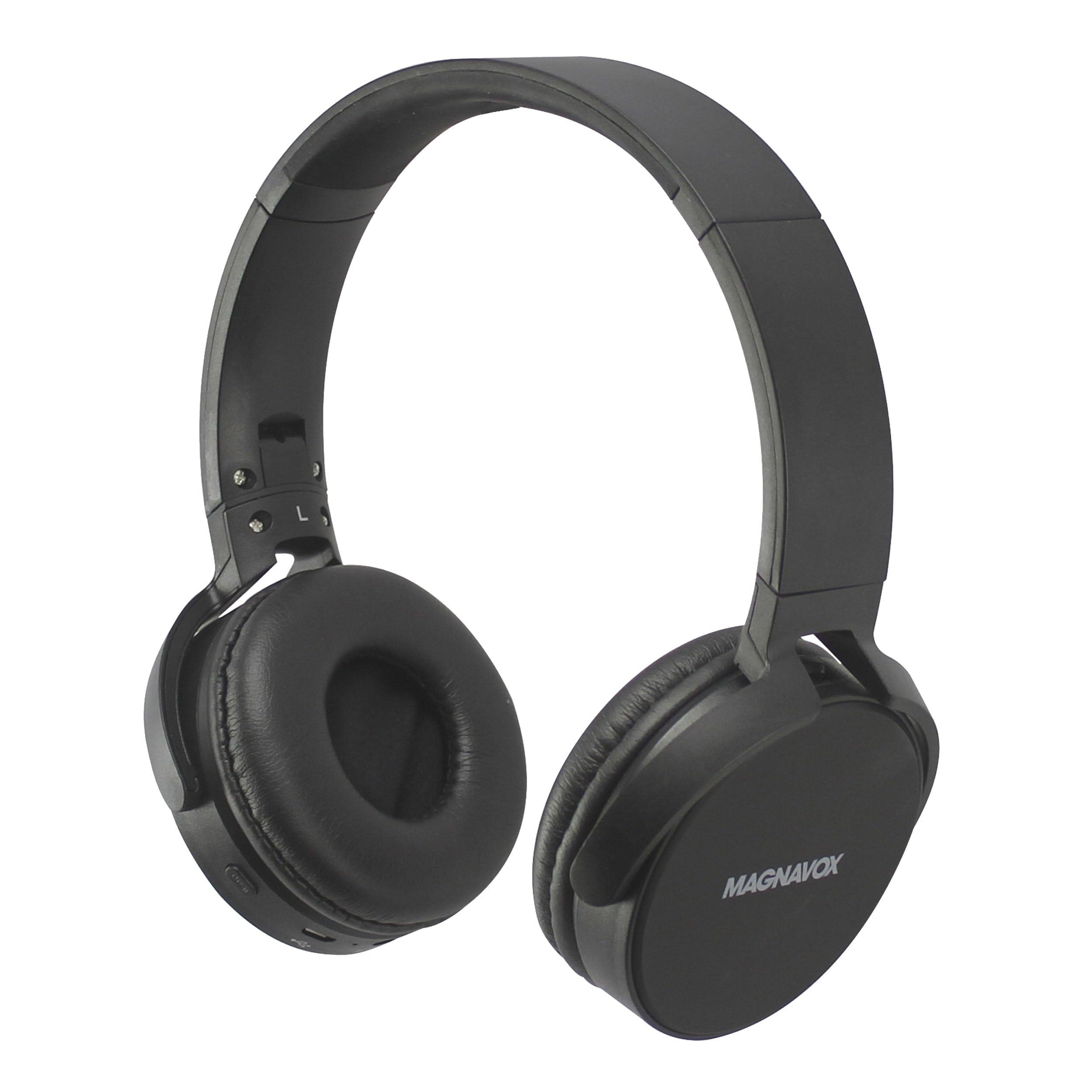 Magnavox Magnavox MBH542-BK Wireless Stereo Headphones with Microphone and Bluetooth Wireless Technology in Black | Available in Black, Blue, Red, Grey and White | Bluetooth Headphones | On-Ear Headphones |