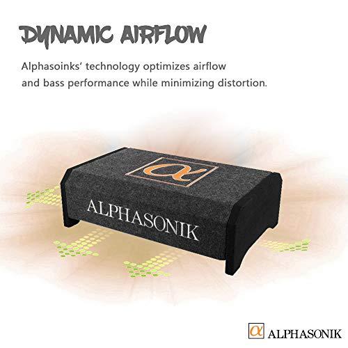 Alphasonik Alphasonik AS10DF 10" 1200 Watts 4-Ohm Down Fire Shallow Mount Flat Enclosed Sub woofer for Tight Spaces in Cars and Trucks, Slim Thin Loaded Subwoofer Air Tight Sealed Bass Enclosure