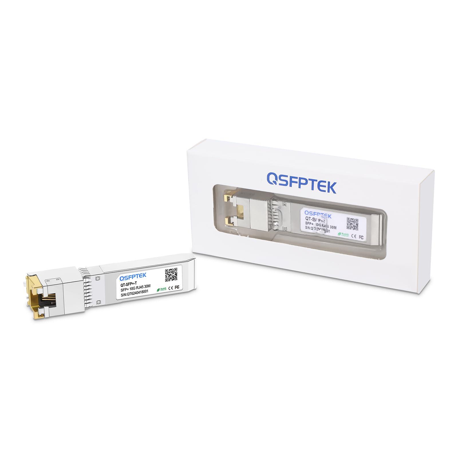 QSFPTEK 10GBASE-T SFP+ to RJ45, 10gagbit SFP Copper RJ-45, 10gbe SFP Module with RTL8261N Chip, Mini Gbic Network Transceiver Compatible with Cisco SFP-10G-T-S, Ubiquiti, and Other Open Switch