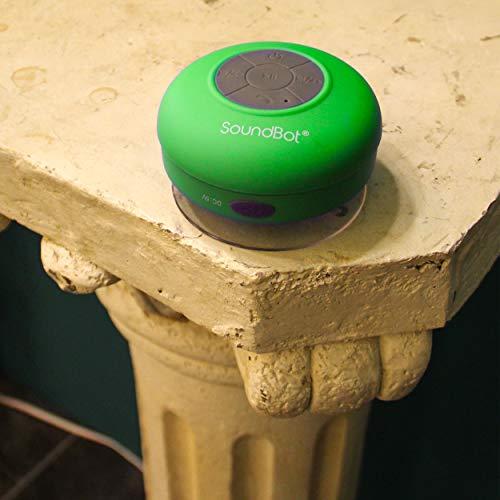 Soundbot Soundbot SB510 HD Water Resistant Bluetooth Shower Speaker, Handsfree Portable Speakerphone with Built-in Mic, 6hrs of Playtime, Control Buttons and Dedicated Suction Cup for Showers (Green)