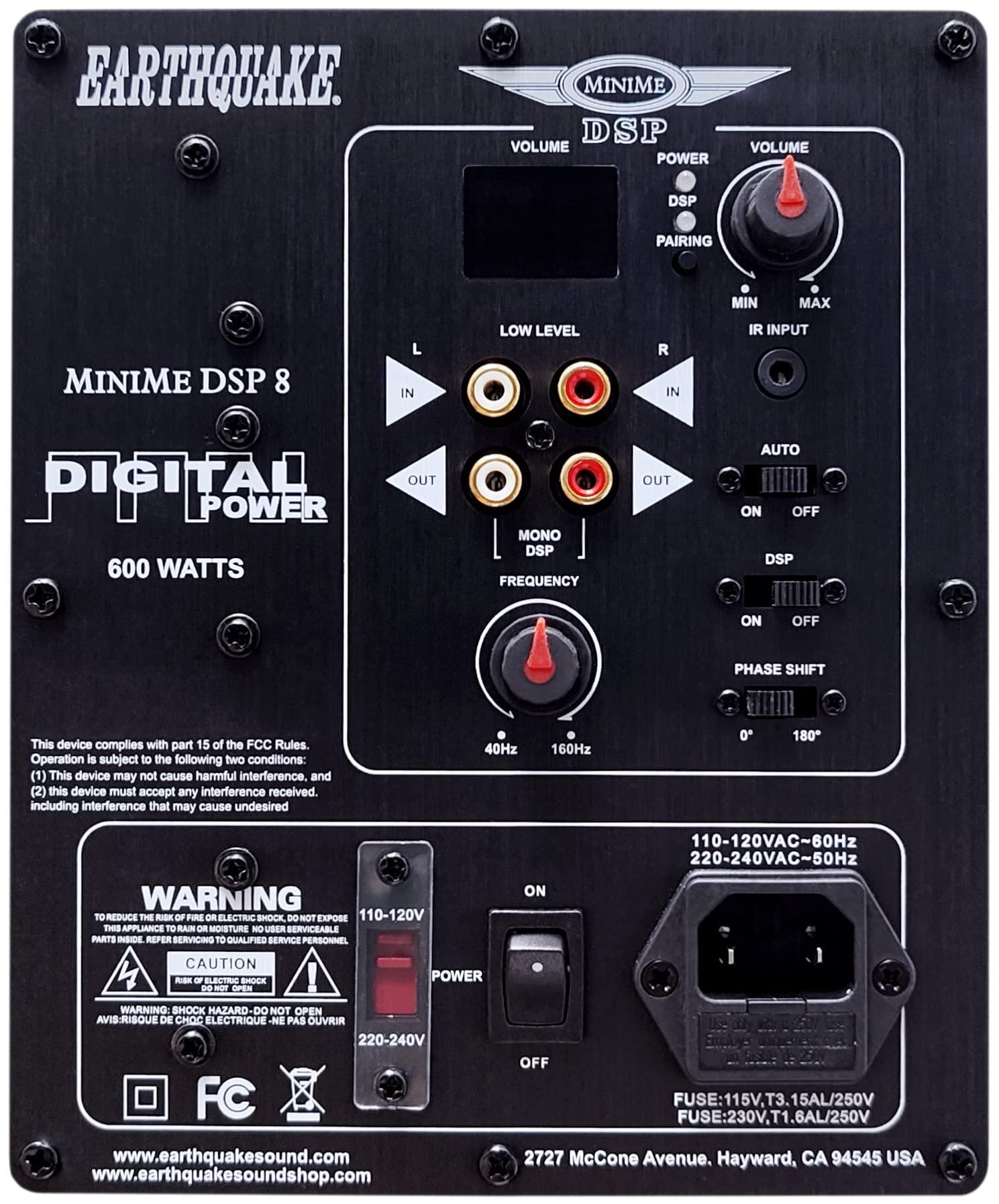 EARTHQUAKE EARTHQUAKE Sound MiniMe DSP P8 8-inch Powered Subwoofer with DSP Control and SLAPS Passive Radiator Technology, Black