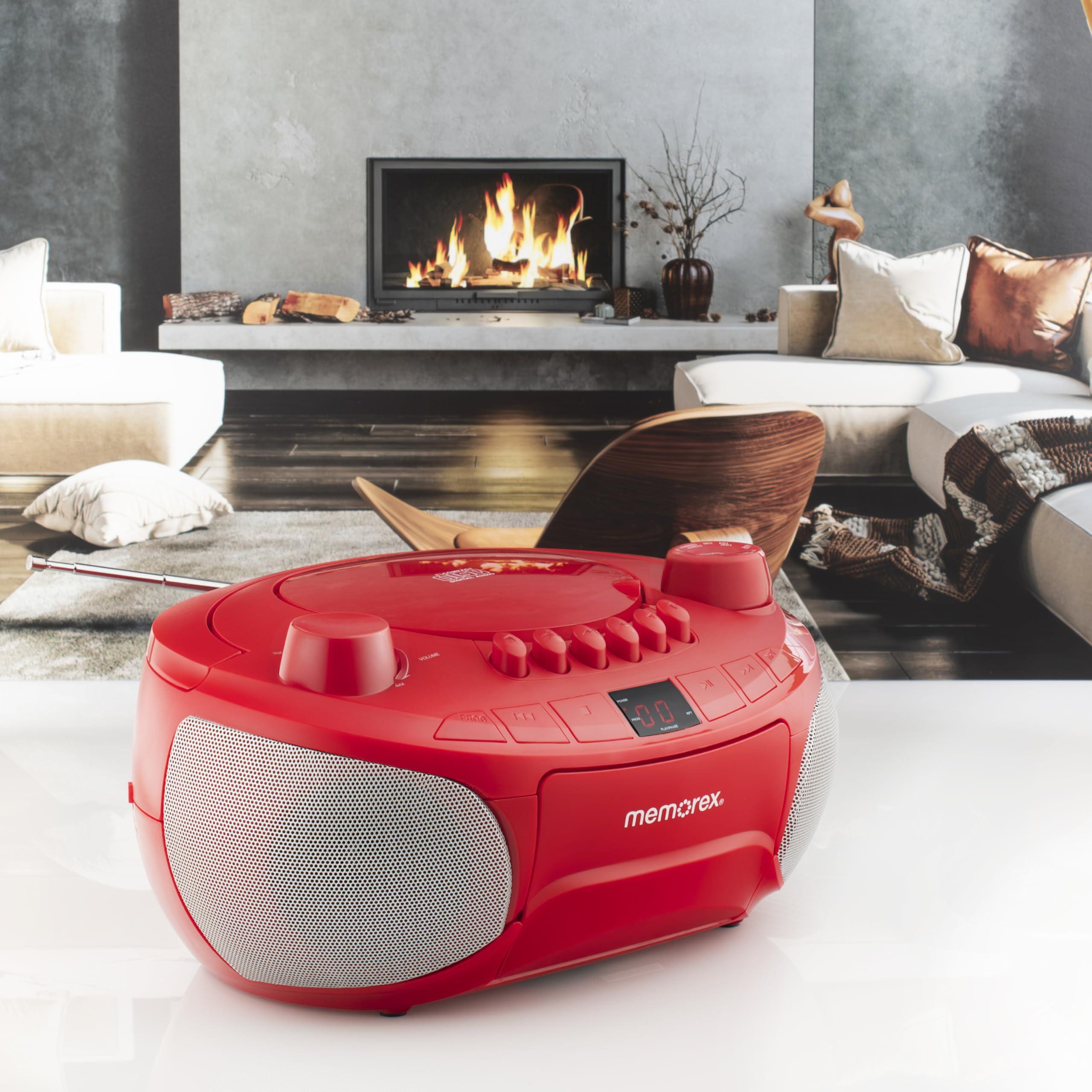 Memorex Memorex AM/FM Top Loading Cassette CD Player | Portable Stereo with Programmable Memory | Auxiliary Input, Auto-Stop Deck and LED Display (Red)
