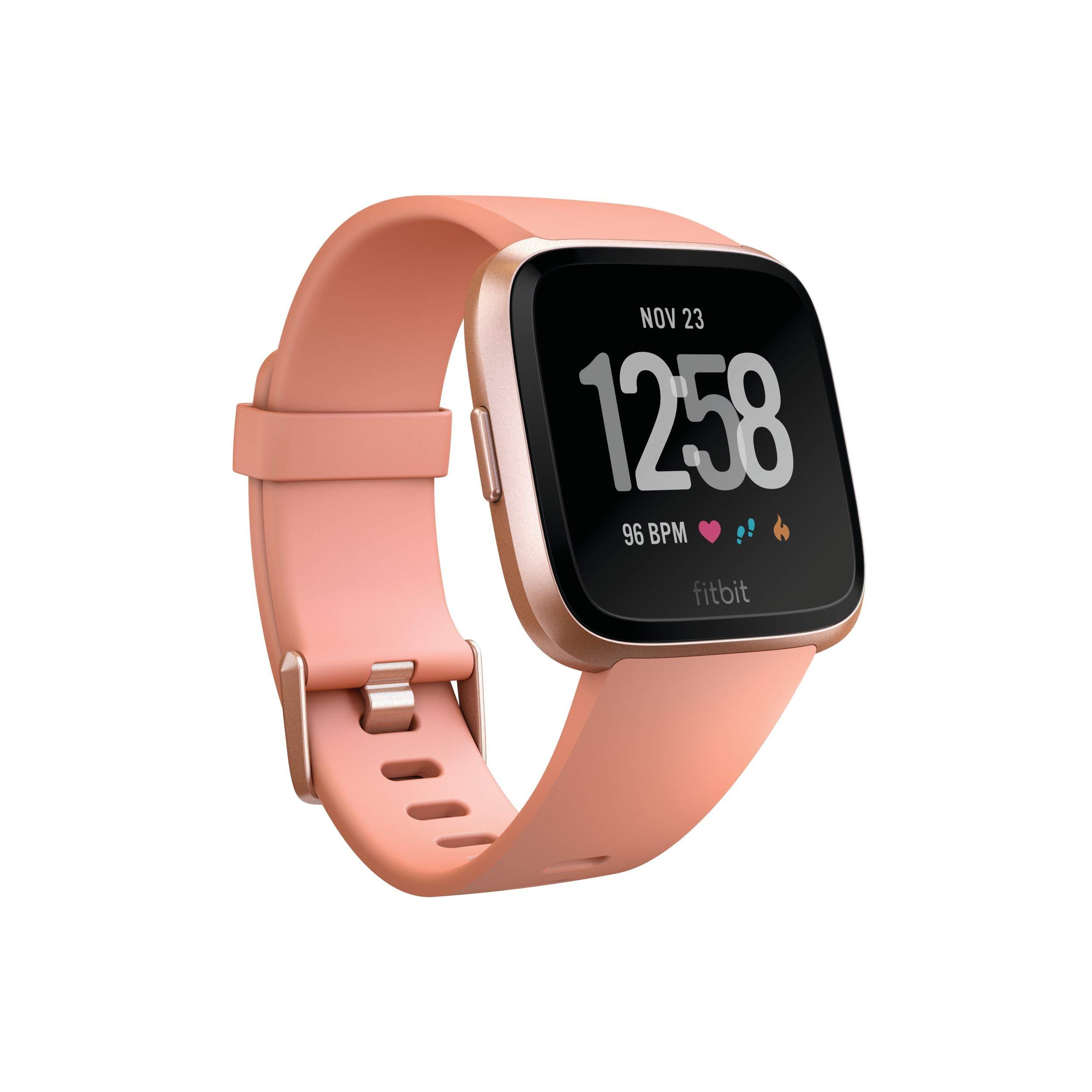 Fitbit Fitbit Versa Smart Watch, Peach/Rose Gold Aluminium, One Size (S & L Bands Included) - (Renewed)