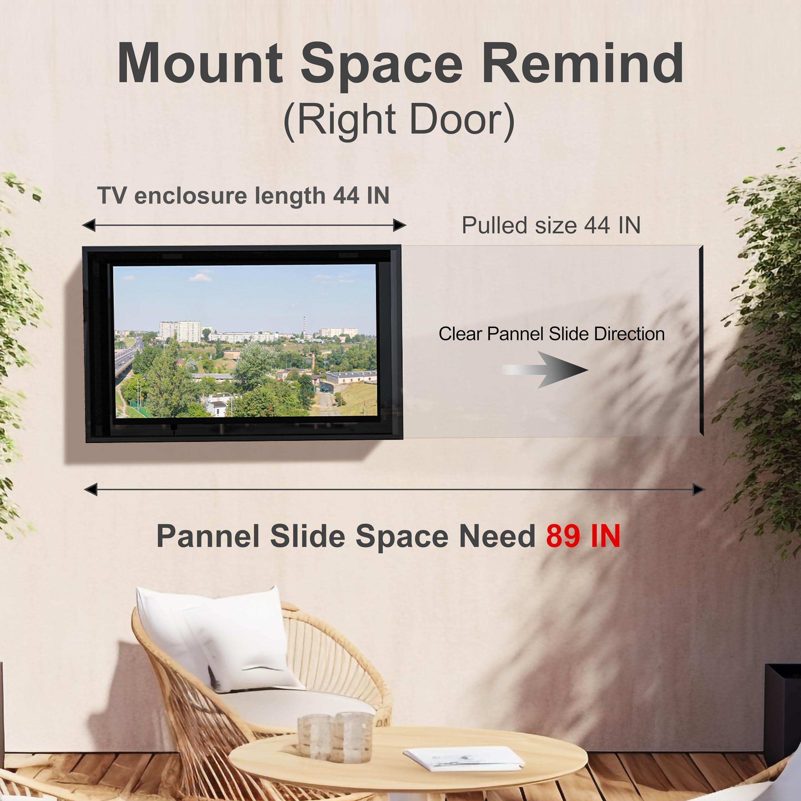 acrtmatic acrtmatic Weatherproof Outdoor TV Cover with lock, Hard and Durable, Clear Television Enclosure for 40-43 inch Screens for Outside (Right Door), with TV Bracket Included.