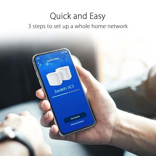 ASUS ASUS ZenWiFi AX Hybrid(XC5) AX3000 + MoCA 2.5 Mesh WiFi 6 System (2pk) - Whole Home Coverage up to 3,500 Sq.Ft. & 4+ Rooms for Thick Walls, AiMesh, Lifetime Security, Easy Setup