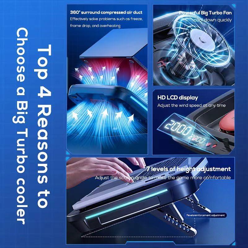 PHAPPY 15.6-18 inch Gaming Laptop Cooling pad for Asus Vivobook Pro 15 N6506 Laptop,Cooler with Powerful Turbo Cooling Fan,Height Adjustable,Can Fast Cooling CPU+GPU 20C