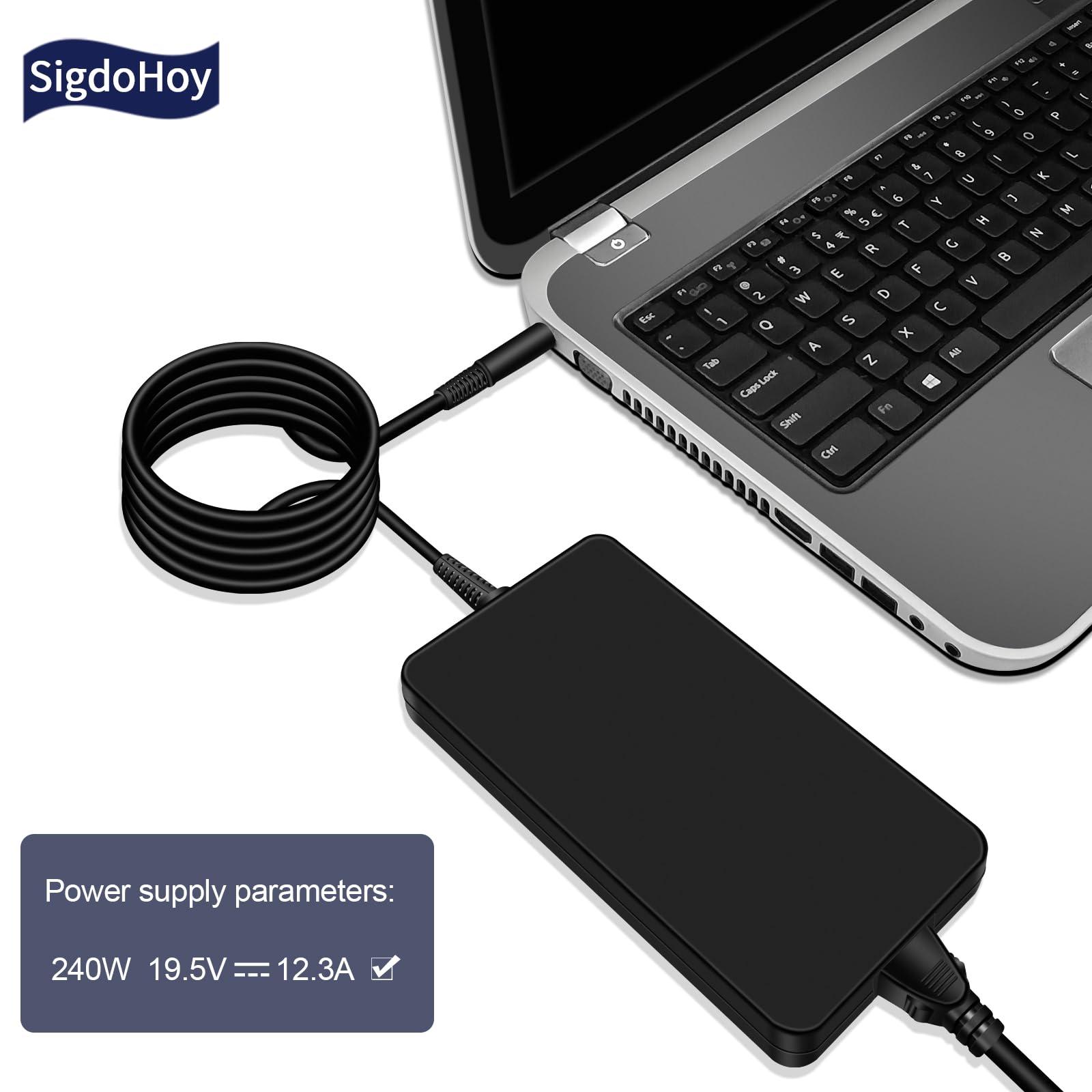 SigdoHoy 240W AC Adapter for Dell G15 G16 5520 5530 7620 7630, Alienware M15 M17 R1 R2 R3 R4 R5 R6 R7 DA240PM190 Laptop Charger Power Supply Cord