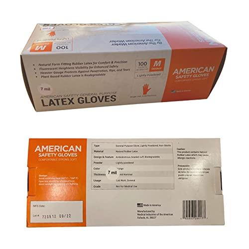 Agilux American Safety Glove Latex Disposable Low Protein Natural Rubber Non-Allergy 7 MIL 2 Boxes of 100 each (Medium, 200, Count)