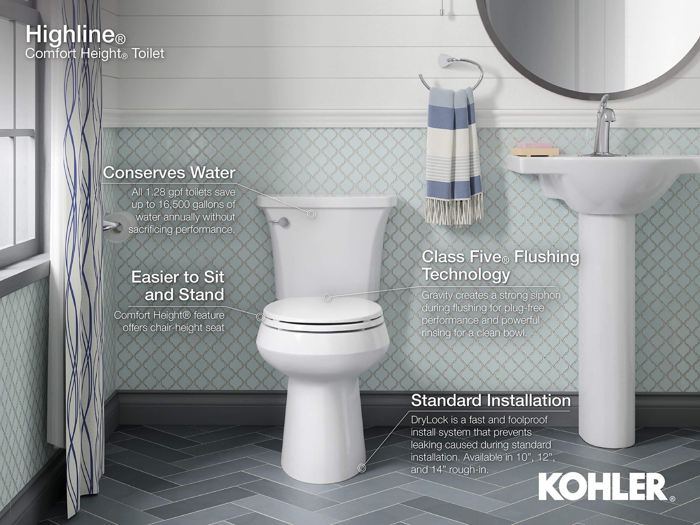 KOHLER KOHLER Highline Tall Two-piece Elongated 1.28 Gpf Tall Height Toilet