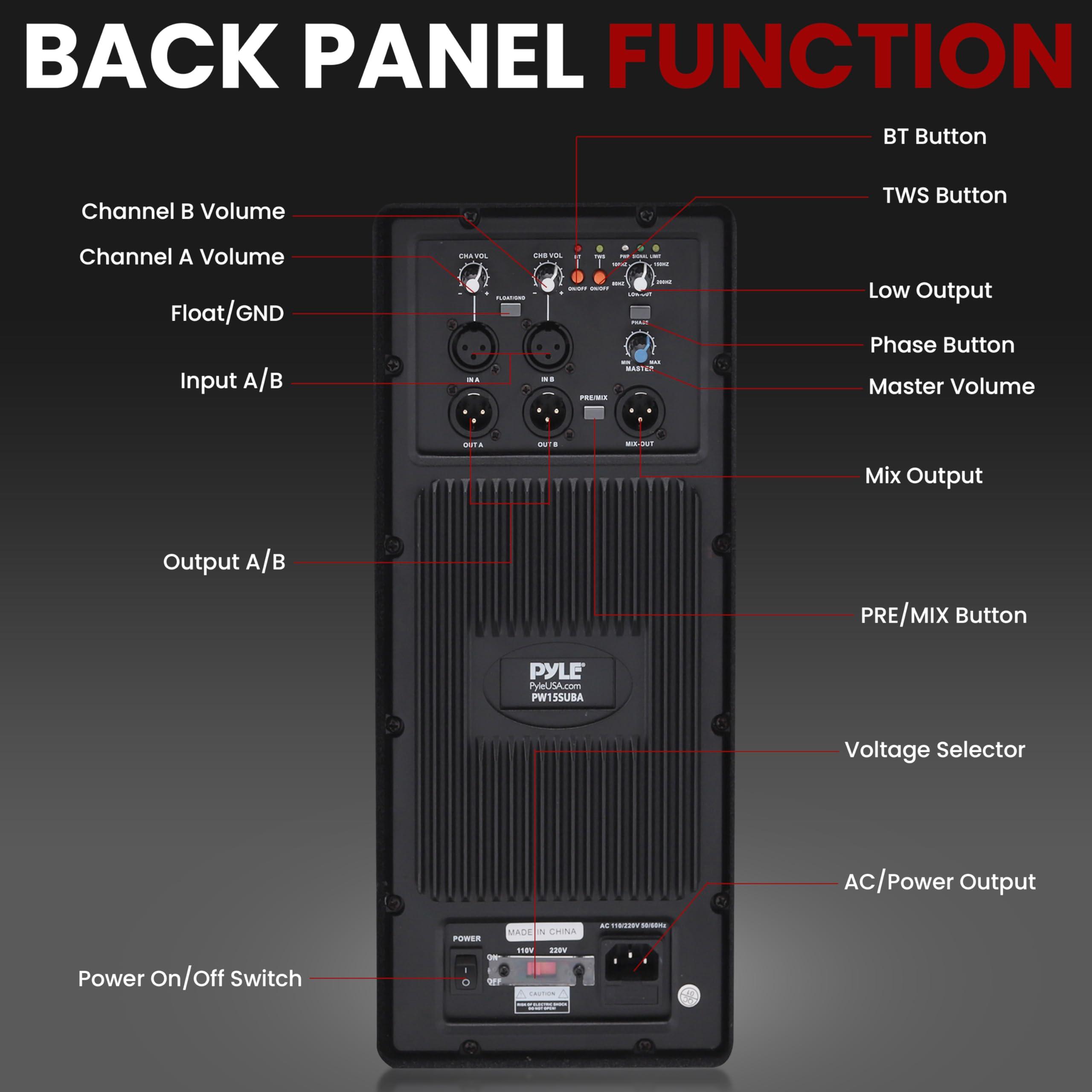 Pyle Pyle 3000 Watts Box Subwoofer Speaker - Active Powered 15 inch Woofer, Loud Bass, with DSP Digital Signal Processor for Home Theater System, Pro DJ Sound, Pole Mount Socket and Carrying Handles