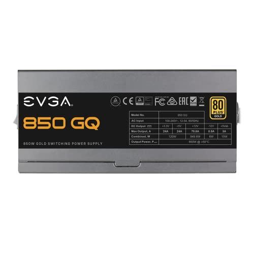 EVGA EVGA 850 GQ, 80+ GOLD 850W, Semi Modular, EVGA ECO Mode, 5 Year Warranty, Power Supply 210-GQ-0850-V1,Black