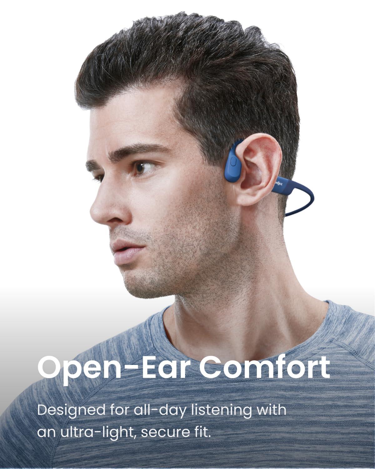 SHOKZ SHOKZ OpenRun (AfterShokz Aeropex) - Open-Ear Bluetooth Bone Conduction Sport Headphones - Sweat Resistant Wireless Earphones for Workouts and Running - Built-in Mic (Renewed)