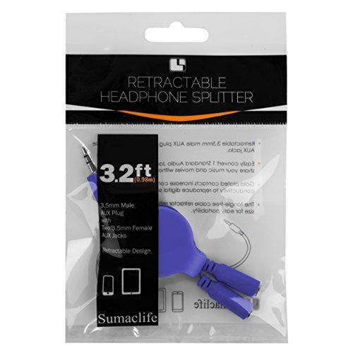 SumacLife SumacLife RetractHeadphoneSplitNBLU Retractable 3.2' Cable