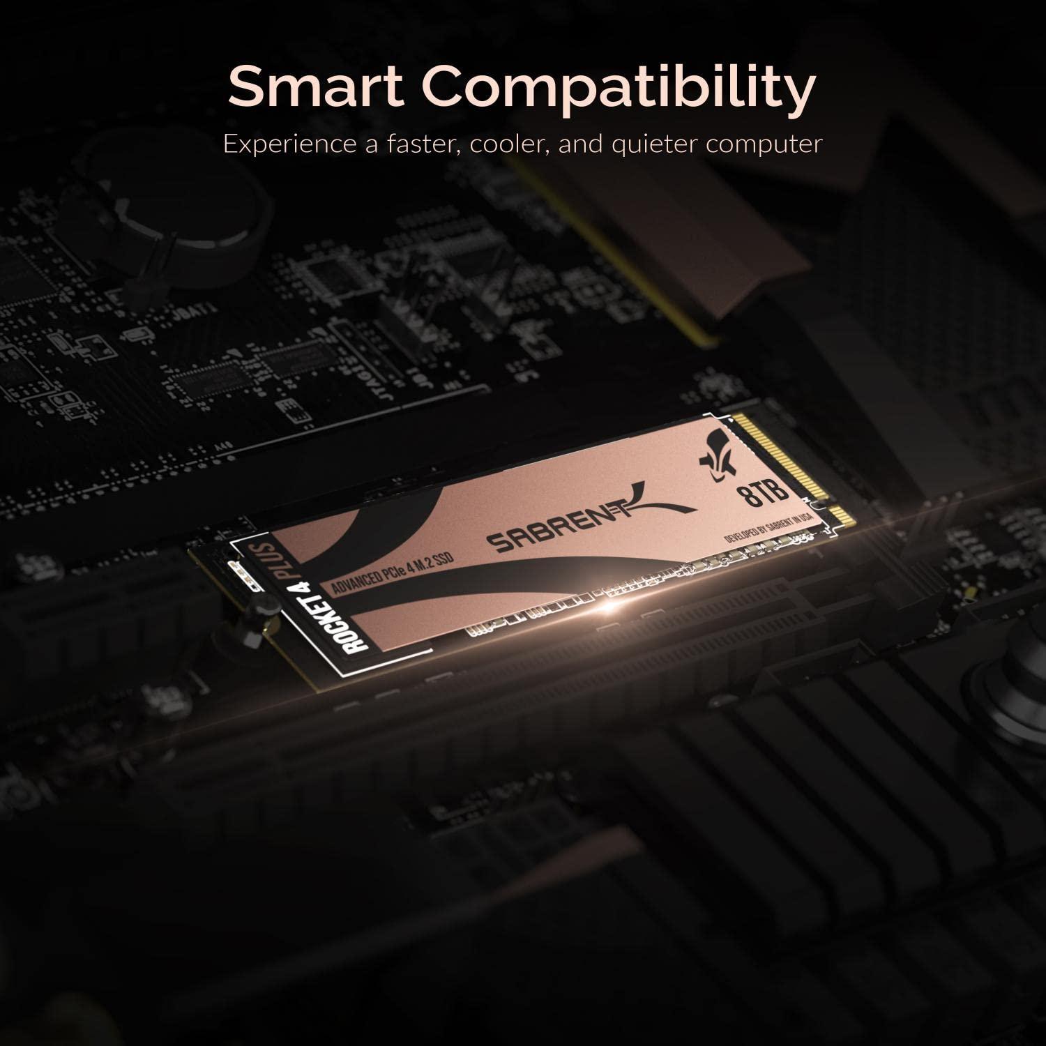SABRENT SABRENT 8TB Rocket 4 Plus NVMe 4.0 Gen4 PCIe M.2 Internal SSD Extreme Performance Solid State Drive R/W 7100/6600MB/s (SB-RKT4P-8TB)