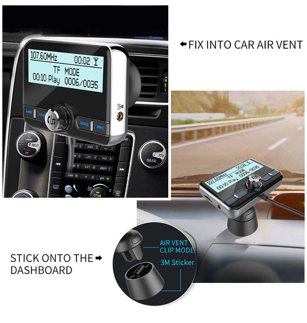 WYYHAA Bluetooth FM Transmitter for Car, Wireless Bluetooth 4.2 in-Car Radio Adapter Car Kit with Handsfree Calling, 2 USB Ports, LED Display, Support TF Card, AUX Output