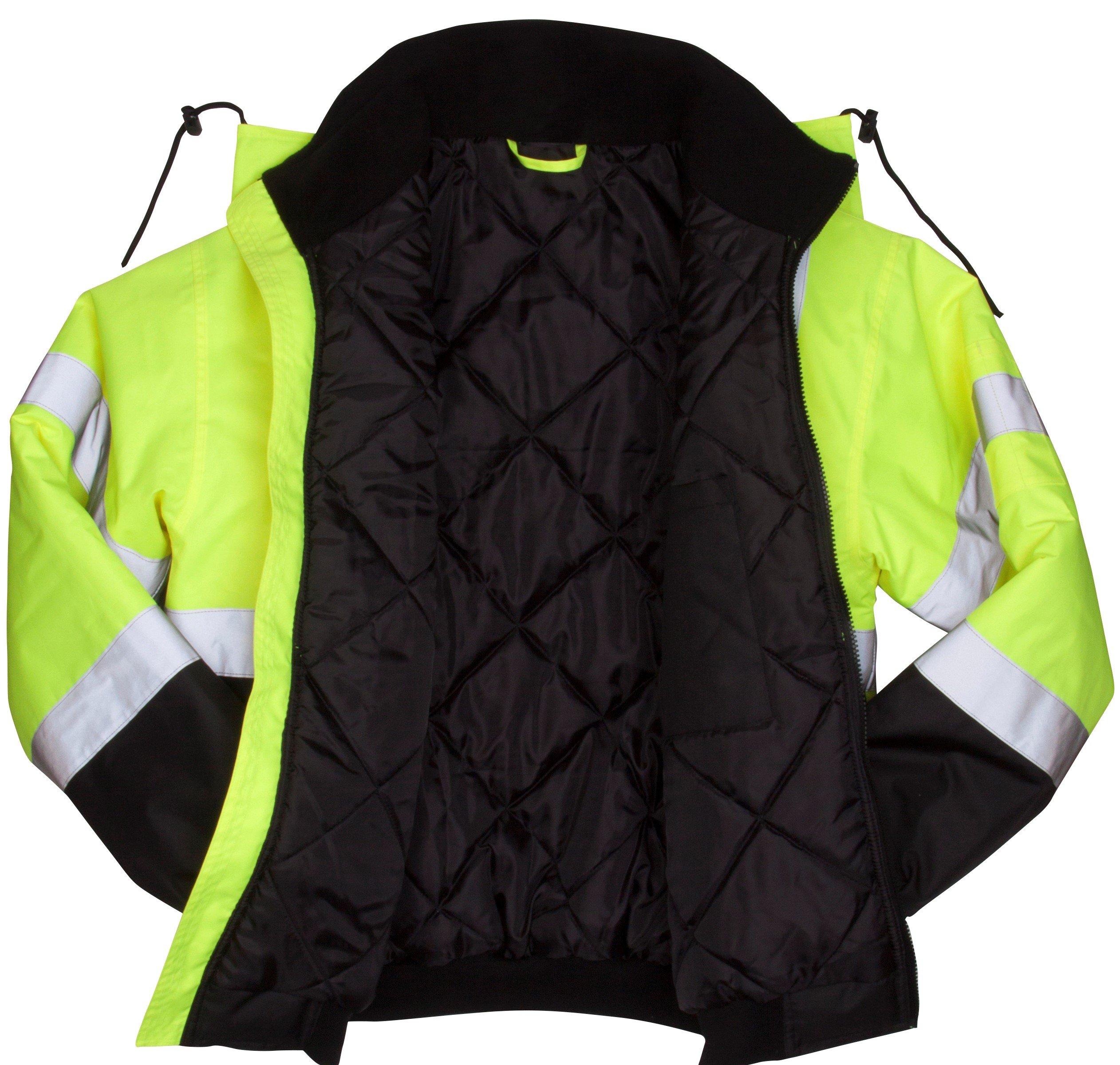 Pyramex Safety Pyramex Safety RJ3210M Safety Bomber Jacket with Quilted Lining, Hi-Vis Lime, Medium