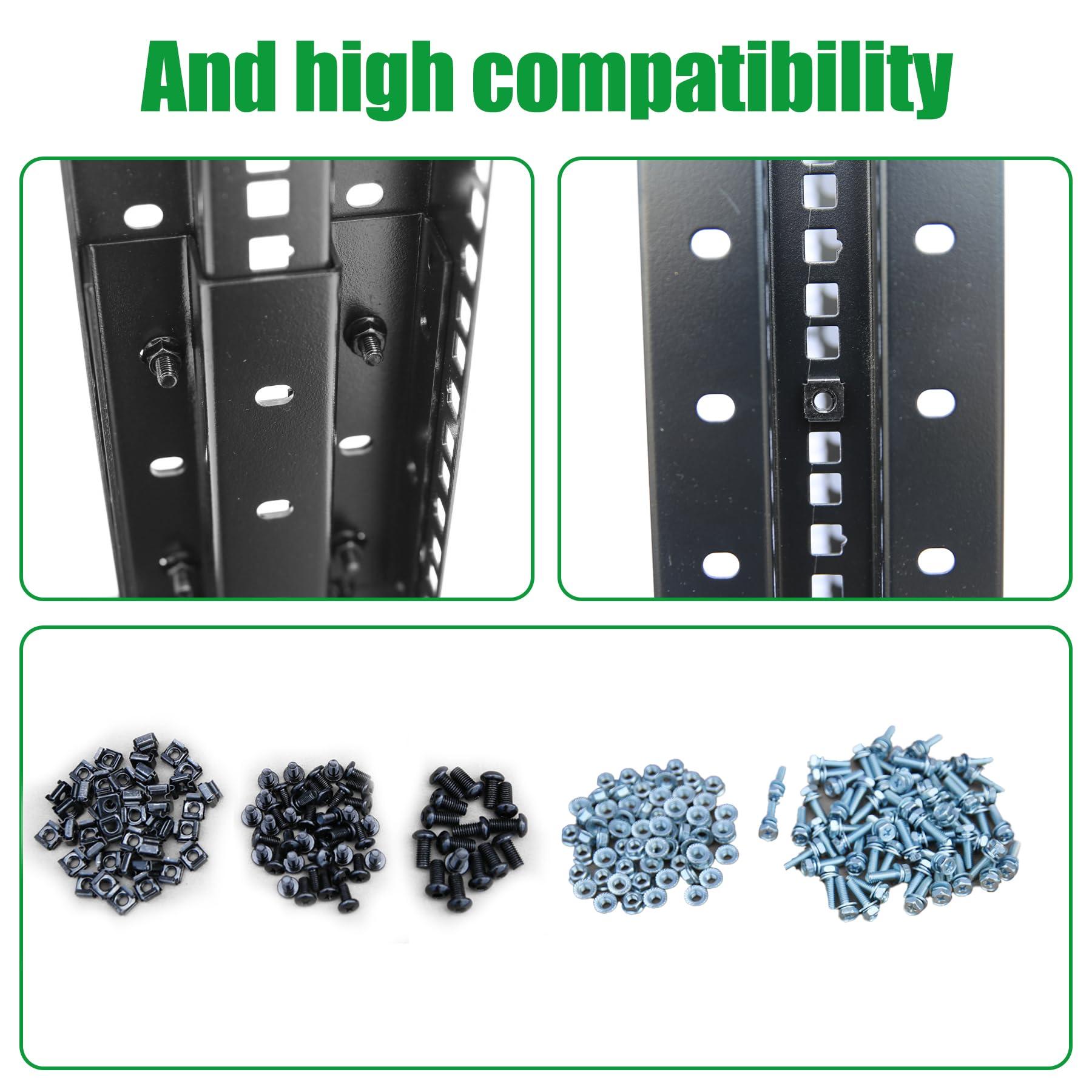 Global Rack 27U Server Rack/4-Post 19in Network Rack/Open Frame Rack with Wheels, Heavy-Duty Frame Cabinet/Adjustable Depth 15.75-13.75in GLOBALRACK(4POST-600-27U)