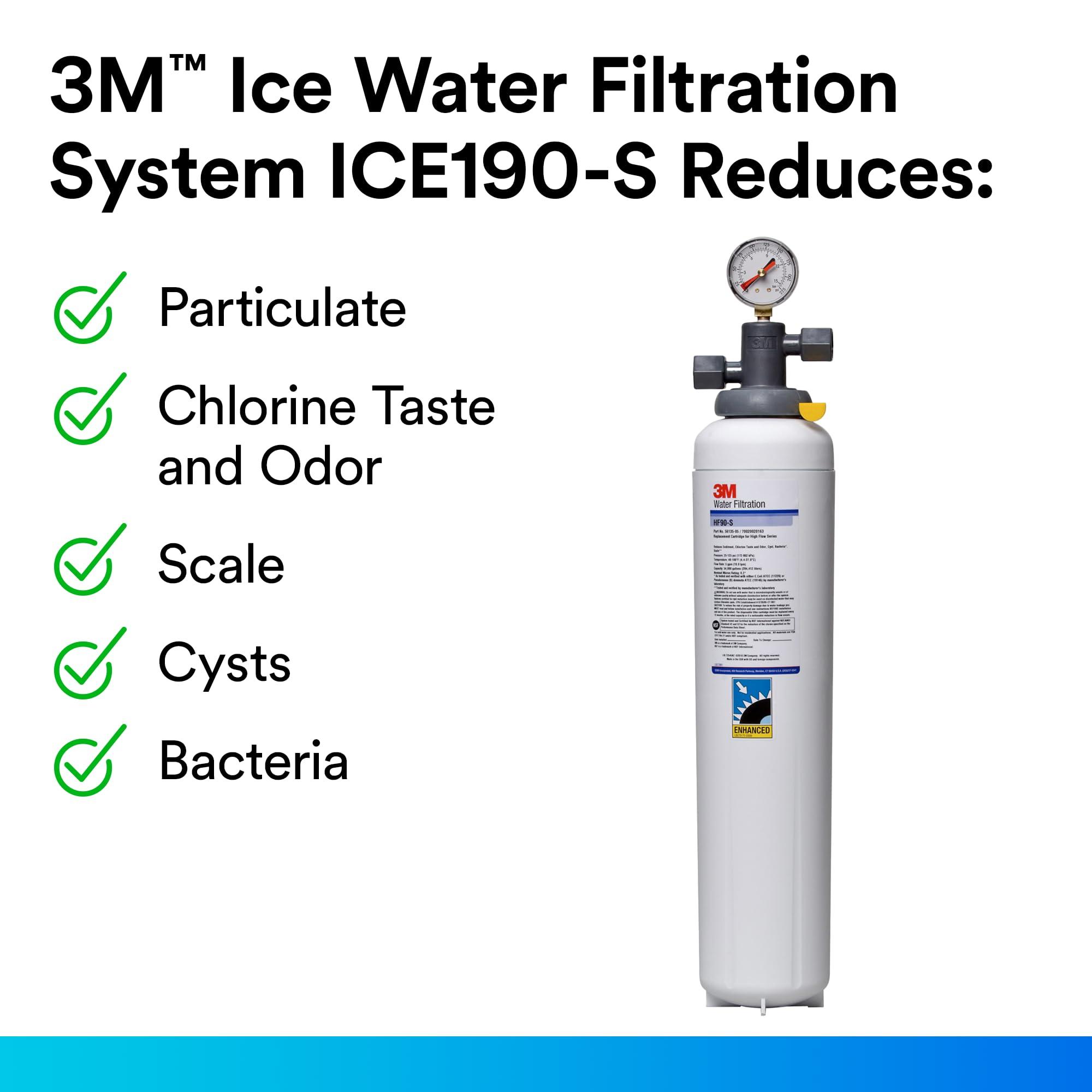 3M Aqua-Pure 3M ICE190-S Water Filtration System for Commercial Ice Maker Machines, Reduces Scale, Bacteria and Cysts