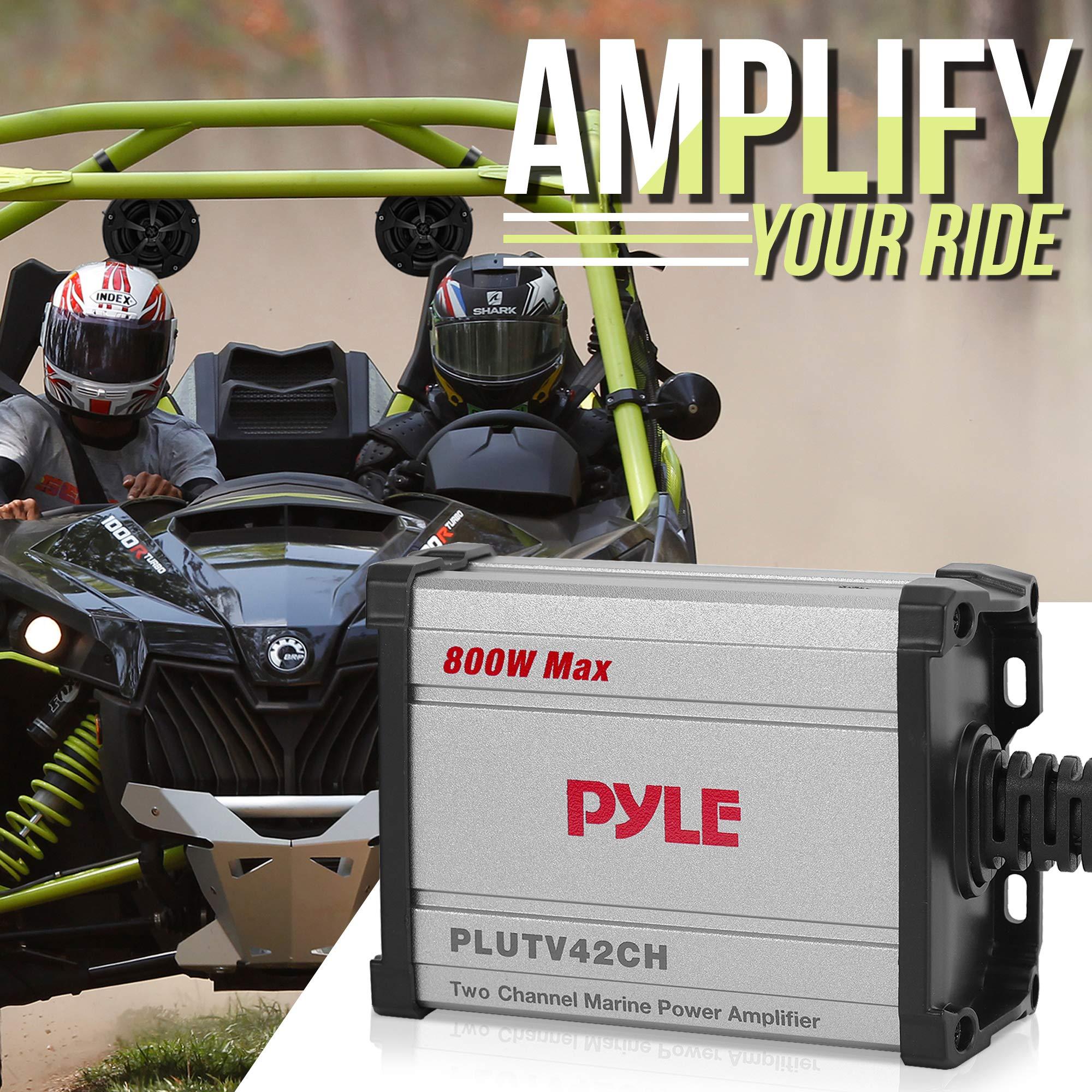Pyle Pyle Waterproof Off-Road Speakers w/ Amplifier - 4\" 800W 2-Channel Marine Grade Waketower Speakers System Full Range Outdoor Audio Stereo Speaker for ATV, UTV, Quad, Jeep, Boat - Pyle PLUTV42CH.5