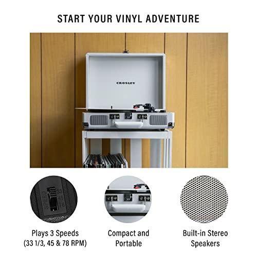 Crosley Crosley CR8005F-WS Cruiser Plus Vintage 3-Speed Bluetooth in/Out Suitcase Vinyl Record Player Turntable, White Sand