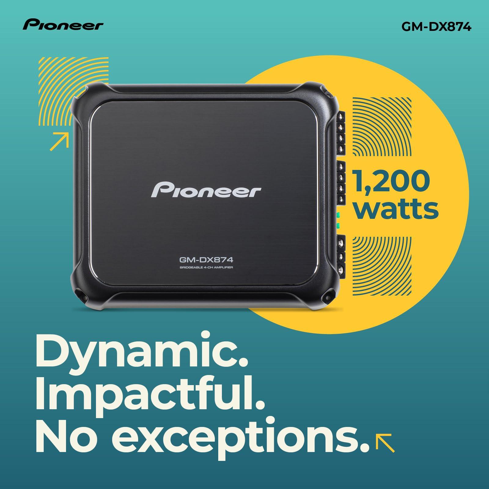 Pioneer Pioneer GM-DX874 1,200 Watts Class D Powerhouse Amplifier, 4-Channel Amp, Variable Low-Pass Filter, Compact Design, and Remote Bass Boost Control