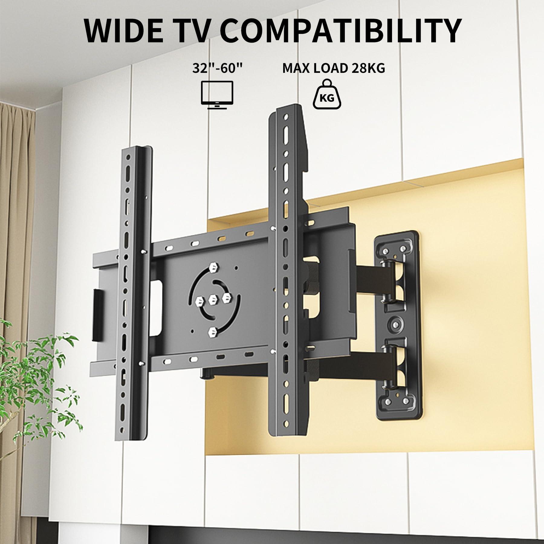 HILLPORT HILLPORT 55 Vertical TV Wall Mount Swivel Tilt Rotate Arm Fits Most 32-60 inch LED LCD Flat Curved Screen, Vertical Screen TV Bracket, Full Motion 90 Degree Max VESA 400x400mm Up to 61.7lbs DY3260