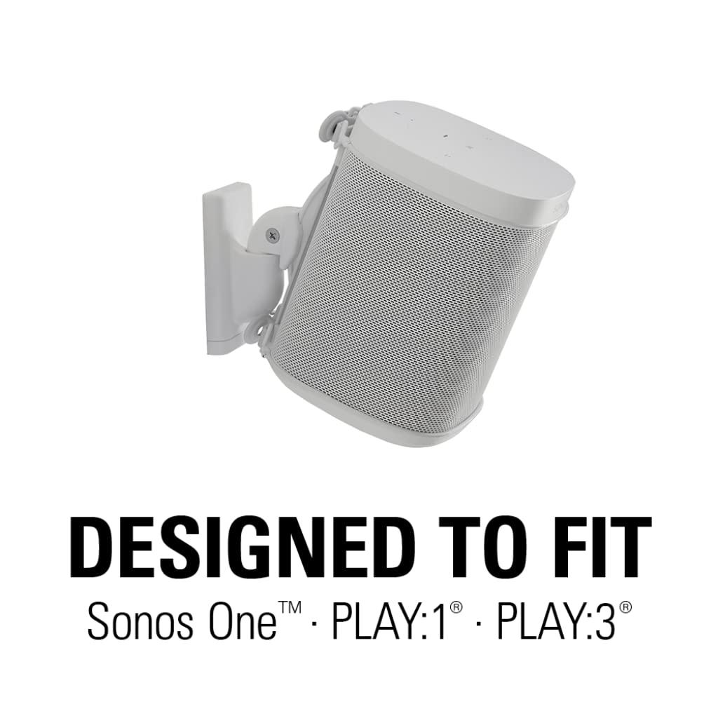 Sanus Sanus Adjustable Speaker Wall Mounts Designed for SONOS ONE, Play:1 & Play:3 - Pair (White)
