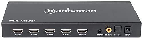 Manhattan Manhattan 1080P 4 Port HDMI Multiviewer Switch with IR Remote Control - Connects 4 HDMI Audio/ Video Sources to be Displayed on 1 Screen - 207881