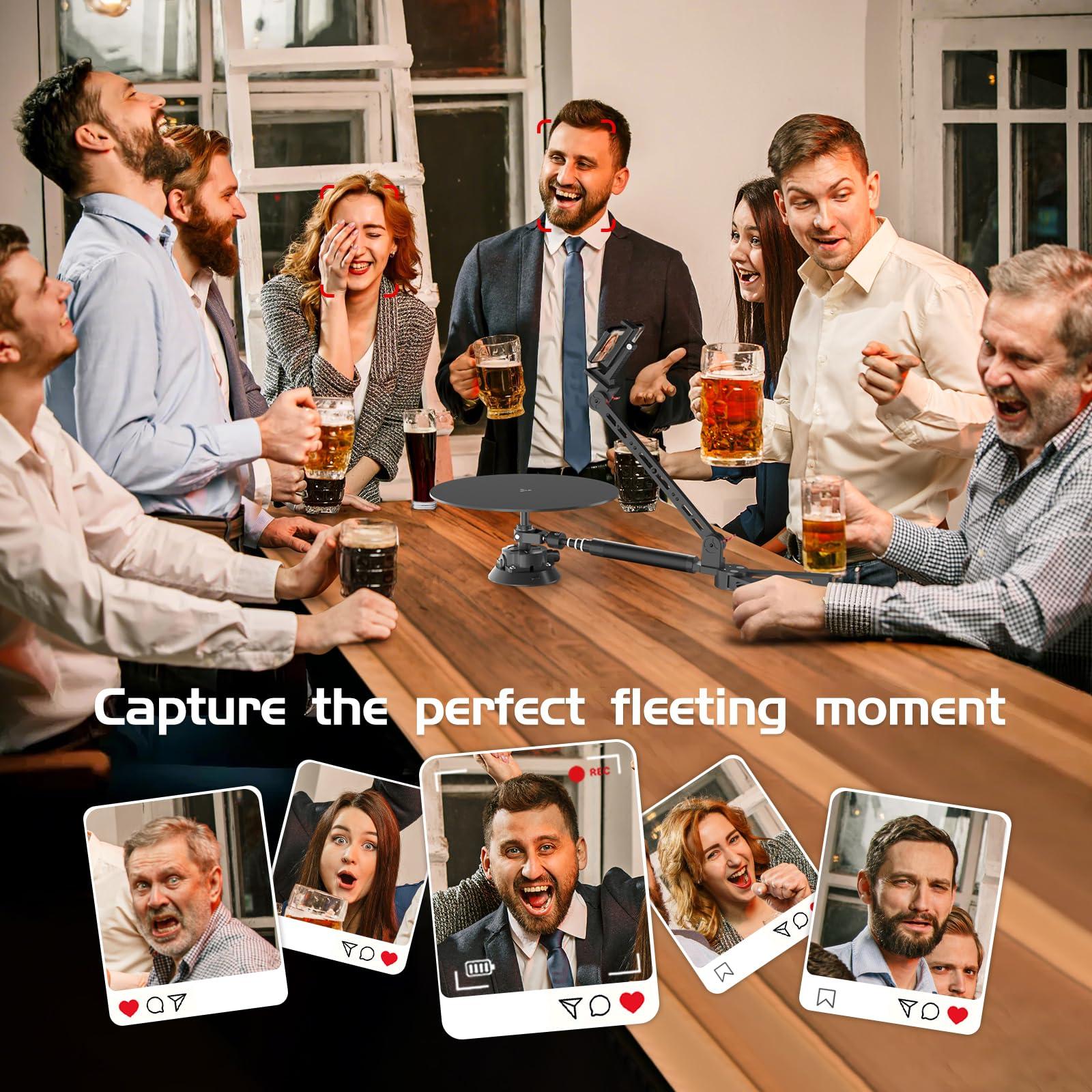 NESON 360 Degree Spinner,Professional Photography Turntable, Rotating Camera Slider, Spinning Photo Video Booth, Spin Platform for Product Photography, Commercial Video Multiple Interfaces