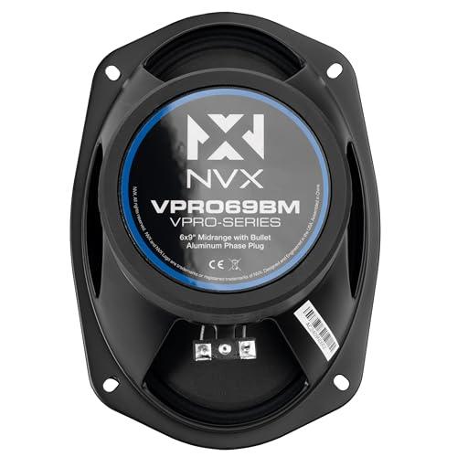 NVX NVX VPRO69BM 6"x 9" Premium Loudspeaker, 500W Max (250W RMS), 4-Ohm, 1.5" Voice Coil, Pro Audio Midrange with Bullet Aluminum Phase Plug, Easy to Install in Cars/Trucks/Doors (1-Speaker)