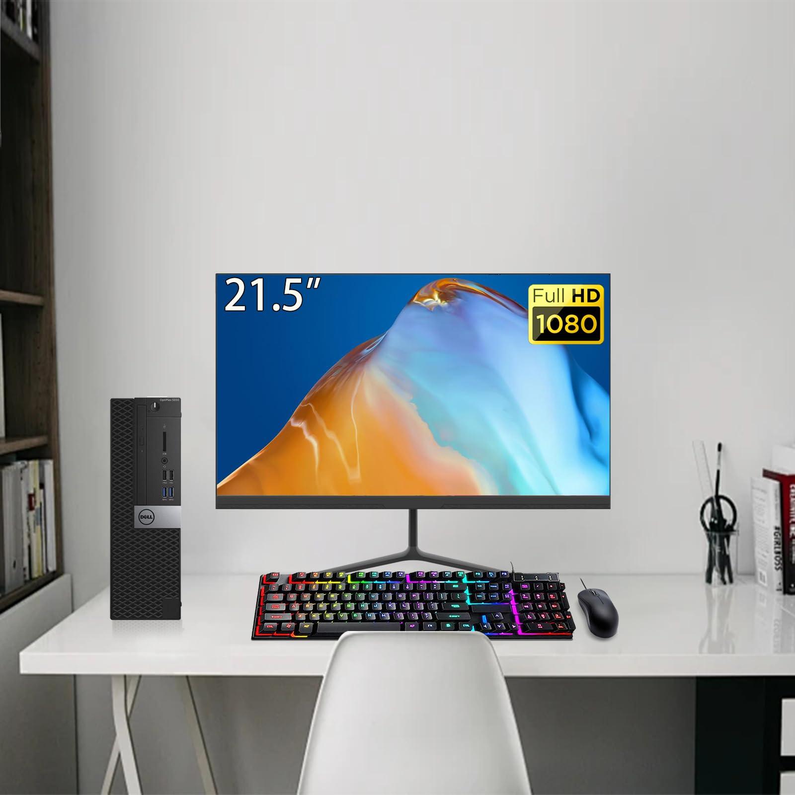 Dell Dell Optiplex 5050 SFF PC Desktop Computer with 21.5\" FHD(1920x1080) Monitor, i5-7500 3.4GHz, 16GB RAM, 256GB SSD, RGB Keyboard, Mouse, Win10 Pro (Renewed)