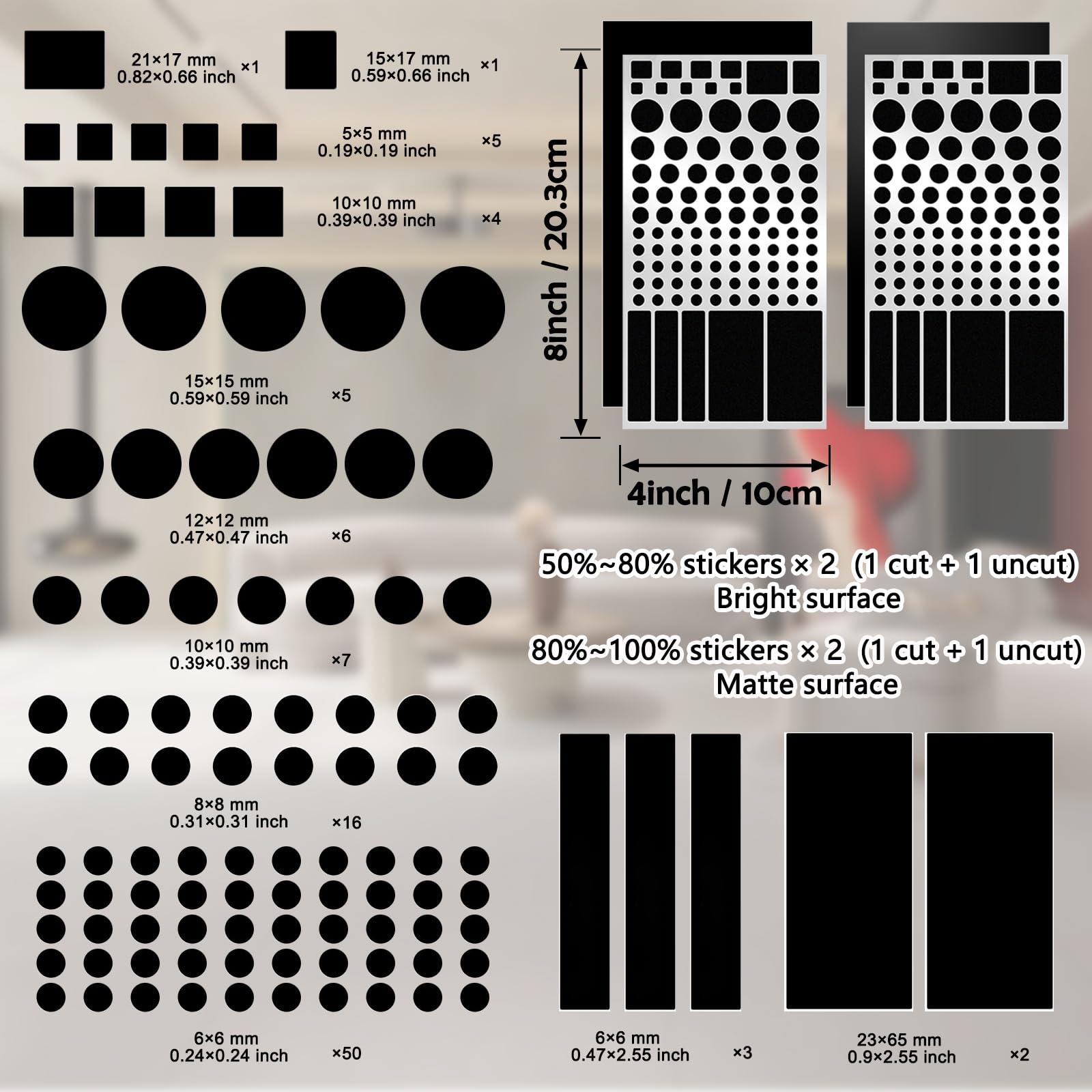 Mecefeno LED Light Blocking Stickers, Blackout Stickers Light Dimming Sticker for Electronics Blackout Sticker for Routers LED Covers (2 Sheets Cut and 2 Sheets Whole)