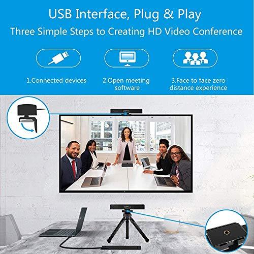 JACKLY Conference Room Camera with Microphone and Speaker, Wide Angle USB Video Conference Camera for Mac, PC, Laptop, Desktop (Black with Inverted Phase)